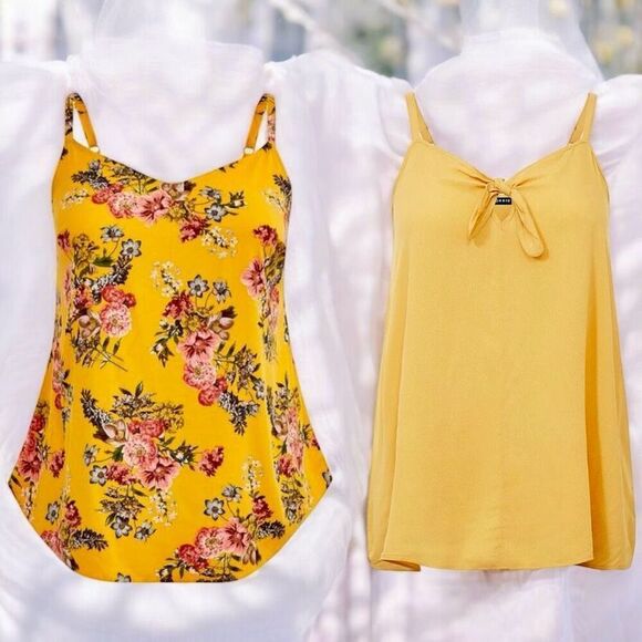 Torrid Yellow Ava Stretch Challis & Sophie Textured Bow Front Swing Cami Lot 2 2 - Picture 2 of 15